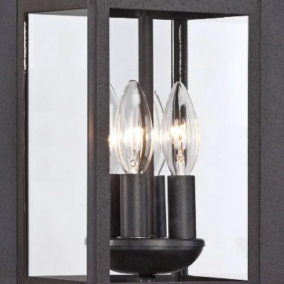 Franklin Iron Works Outdoor Ceiling Light Hanging Lantern Black Specked Gray 17 1/2" Clear Glass for Exterior House Porch Patio 4 Franklin Iron Works Outdoor Ceiling Light Hanging Lantern Black Specked Gray 17 1/2" Clear Glass for Exterior House Porch Patio - Image 4