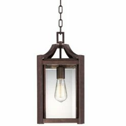 Franklin Iron Works Modern Outdoor Ceiling Light Hanging Rustic Bronze 17" Clear Glass Damp Rated for Exterior Porch Entryway -Outdoor Lighting Sales Shop unnamed file 2254