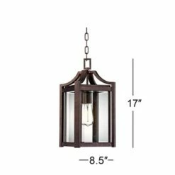 Franklin Iron Works Modern Outdoor Ceiling Light Hanging Rustic Bronze 17" Clear Glass Damp Rated for Exterior Porch Entryway -Outdoor Lighting Sales Shop unnamed file 2255