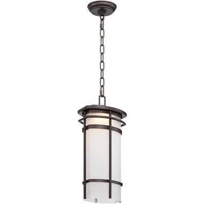 Possini Euro Design Modern Outdoor Hanging Lighting Fixture Bronze Metal 16 1/4" LED Etched Glass Shade for Exterior House Porch 6 Possini Euro Design Modern Outdoor Hanging Lighting Fixture Bronze Metal 16 1/4" LED Etched Glass Shade for Exterior House Porch - Image 4