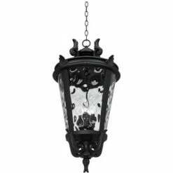 John Timberland Traditional Outdoor Light Hanging Textured Black Scroll 30" Clear Hammered Glass Damp Rated for Porch Patio -Outdoor Lighting Sales Shop unnamed file 2278