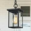 Square Glass/Metal Outdoor Pendant Lamp Black - LNC