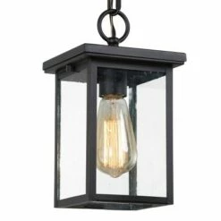Square Glass/Metal Outdoor Pendant Lamp Black - LNC -Outdoor Lighting Sales Shop unnamed file 2286