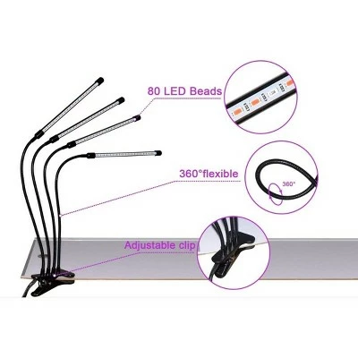 MPM 10 Dimmable Levels 4 Head Timing Grow Light with 3 Modes Timing Function, Adjustable Gooseneck, Red/Blue Spectrum, With Remote Control, For Indoor 4 MPM 10 Dimmable Levels 4 Head Timing Grow Light with 3 Modes Timing Function, Adjustable Gooseneck, Red/Blue Spectrum, With Remote Control, For Indoor - Image 2