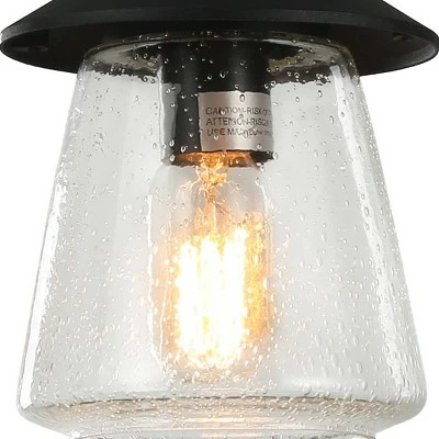 9.5" Metal/Glass Outdoor Pendant Light Black - LNC 6 9.5" Metal/Glass Outdoor Pendant Light Black - LNC - Image 4