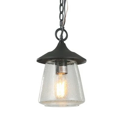9.5" Metal/Glass Outdoor Pendant Light Black - LNC 8 9.5" Metal/Glass Outdoor Pendant Light Black - LNC - Image 6