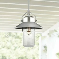 Feiss Boynton 15 1/2"H Brushed Steel Outdoor Hanging Light