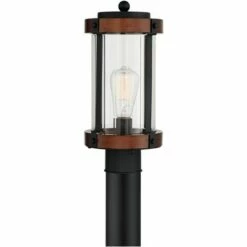 John Timberland Rustic Industrial Outdoor Post Light Fixture Black Dark Wood Finish 13 3/4" Clear Glass Shade Exterior House Porch -Outdoor Lighting Sales Shop unnamed file 2365