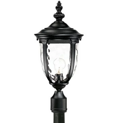 John Timberland Traditional Outdoor Post Light with Flat Base Pole Texturized Black 99 3/4" Clear Hammered Glass for Garden Yard 3 John Timberland Traditional Outdoor Post Light with Flat Base Pole Texturized Black 99 3/4" Clear Hammered Glass for Garden Yard