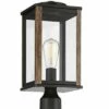 John Timberland Modern Farmhouse Outdoor Post Light Fixture Dark Bronze Wood Finish Grain 17" Clear Glass Panels for Exterior House Porch