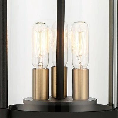 John Timberland Modern Outdoor Post Light Fixture Black Warm Brass Metal 15 3/4" Clear Glass Exterior House Porch Patio Outside 4 John Timberland Modern Outdoor Post Light Fixture Black Warm Brass Metal 15 3/4" Clear Glass Exterior House Porch Patio Outside - Image 2