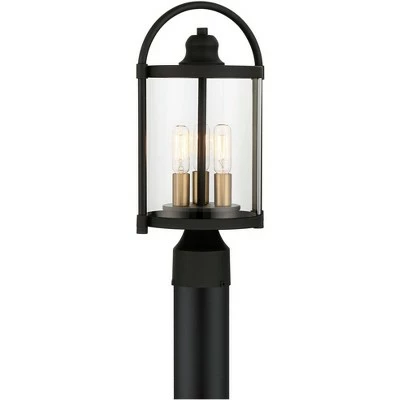 John Timberland Modern Outdoor Post Light Fixture Black Warm Brass Metal 15 3/4" Clear Glass Exterior House Porch Patio Outside 6 John Timberland Modern Outdoor Post Light Fixture Black Warm Brass Metal 15 3/4" Clear Glass Exterior House Porch Patio Outside - Image 4