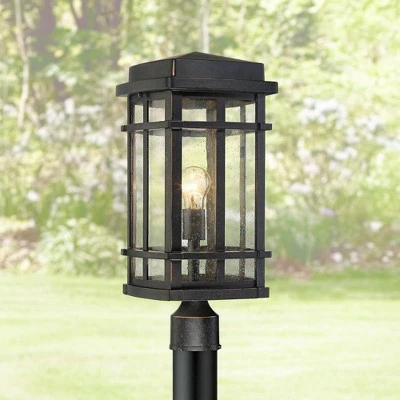 John Timberland Mission Outdoor Post Light Fixture Oil Rubbed Bronze 19 1/4" Clear Seedy Glass for Exterior Garden Yard Walkway 3 John Timberland Mission Outdoor Post Light Fixture Oil Rubbed Bronze 19 1/4" Clear Seedy Glass for Exterior Garden Yard Walkway