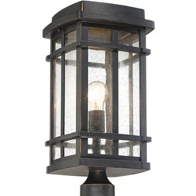 John Timberland Mission Outdoor Post Light Fixture Oil Rubbed Bronze 19 1/4" Clear Seedy Glass for Exterior Garden Yard Walkway 4 John Timberland Mission Outdoor Post Light Fixture Oil Rubbed Bronze 19 1/4" Clear Seedy Glass for Exterior Garden Yard Walkway - Image 2