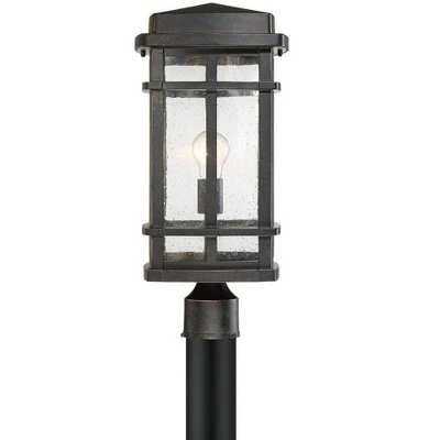 John Timberland Mission Outdoor Post Light Fixture Oil Rubbed Bronze 19 1/4" Clear Seedy Glass for Exterior Garden Yard Walkway 5 John Timberland Mission Outdoor Post Light Fixture Oil Rubbed Bronze 19 1/4" Clear Seedy Glass for Exterior Garden Yard Walkway - Image 3