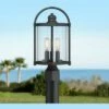 John Timberland Modern Outdoor Post Light Fixture Black 15 3/4" Cylindrical Glass Exterior House Porch Patio Garden Yard Walkway