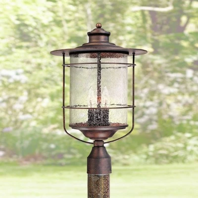 Franklin Iron Works Industrial Farmhouse Outdoor Post Light Bronze 19 3/4" Clear Seedy Glass Lantern for Exterior Garden Yard 3 Franklin Iron Works Industrial Farmhouse Outdoor Post Light Bronze 19 3/4" Clear Seedy Glass Lantern for Exterior Garden Yard