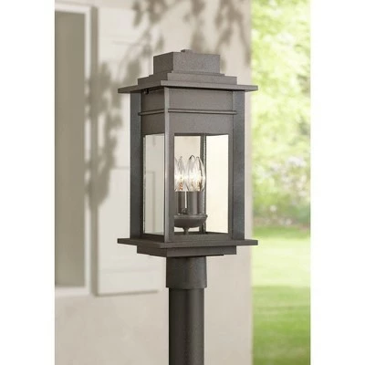 Franklin Iron Works Outdoor Post Light Fixture Black Specked Gray 19 1/2" Clear Glass for Exterior Garden Yard Patio Driveway 3 Franklin Iron Works Outdoor Post Light Fixture Black Specked Gray 19 1/2" Clear Glass for Exterior Garden Yard Patio Driveway