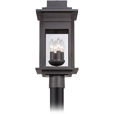 Franklin Iron Works Outdoor Post Light Fixture Black Specked Gray 19 1/2" Clear Glass for Exterior Garden Yard Patio Driveway 4 Franklin Iron Works Outdoor Post Light Fixture Black Specked Gray 19 1/2" Clear Glass for Exterior Garden Yard Patio Driveway - Image 2