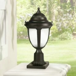 John Timberland Rustic Outdoor Post Light Pier Mount Fixture Black 16 3/4" Marbleized Glass for Exterior Garden Yard Porch Deck
