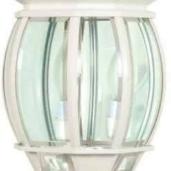 3 Light Outdoor Post Lantern with Beveled Glass Shade White - Aurora Lighting