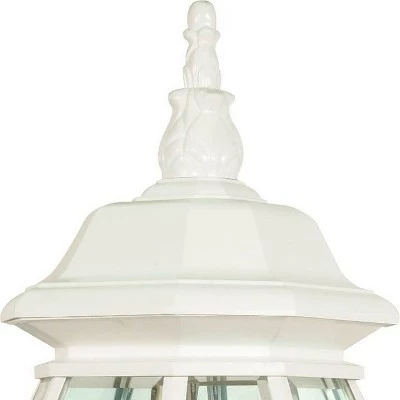 3 Light Outdoor Post Lantern with Beveled Glass Shade White - Aurora Lighting 5 3 Light Outdoor Post Lantern with Beveled Glass Shade White - Aurora Lighting - Image 3
