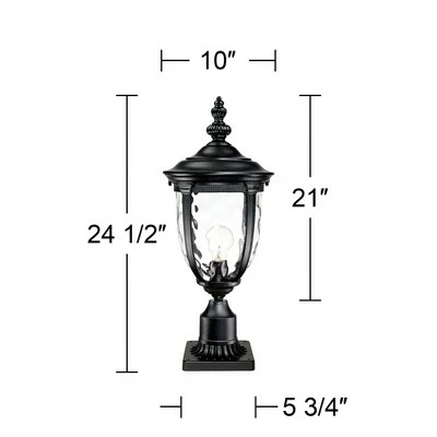John Timberland Post Light Pier Mount Textured Black 24 1/2" Hammered Glass for Deck Porch Patio 6 John Timberland Post Light Pier Mount Textured Black 24 1/2" Hammered Glass for Deck Porch Patio - Image 4