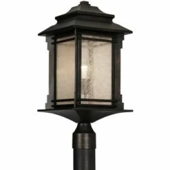Franklin Iron Works Rustic Outdoor Post Light Walnut Bronze Vintage 21 1/2" Frosted Cream Glass Lantern for Exterior Garden Yard -Outdoor Lighting Sales Shop unnamed file 2471