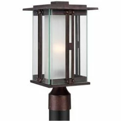 Franklin Iron Works Modern Post Light Fixture Bronze 15 3/4" Clear and Frosted Double Glass Lantern for Garden Yard Driveway -Outdoor Lighting Sales Shop unnamed file 2480