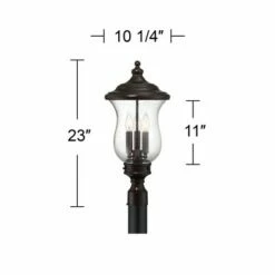 Franklin Iron Works Outdoor Post Light Fixture LED Dimmable Bronze 23" Clear Seedy Glass for Exterior Garden Yard Driveway -Outdoor Lighting Sales Shop unnamed file 2487