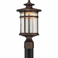 Franklin Iron Works Mission Post Light Fixture LED Bronze 15 1/2" Seeded Glass for Deck Garden Yard -Outdoor Lighting Sales Shop unnamed file 2490