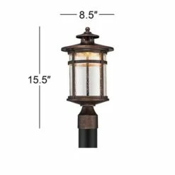 Franklin Iron Works Mission Post Light Fixture LED Bronze 15 1/2" Seeded Glass for Deck Garden Yard -Outdoor Lighting Sales Shop unnamed file 2491