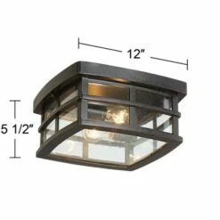 John Timberland Mission Outdoor Ceiling Light Fixture Oil Rubbed Bronze 12" Clear Seedy Glass for Exterior House Porch Patio Deck -Outdoor Lighting Sales Shop unnamed file 251