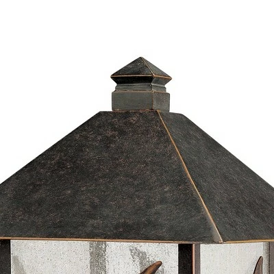 Franklin Iron Works Country Cottage Post Light French Bronze Leaf and Vine Motif 17" Clear Seedy Glass for Exterior Garden Yard 4 Franklin Iron Works Country Cottage Post Light French Bronze Leaf and Vine Motif 17" Clear Seedy Glass for Exterior Garden Yard - Image 2