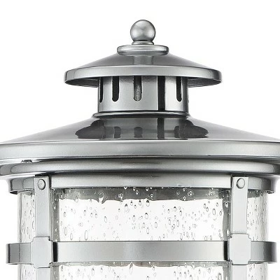 Franklin Iron Works Industrial Outdoor Post Light Fixture with Adaptor Chrome 15 1/2" Seedy Glass Damp Location for Exterior House 5 Franklin Iron Works Industrial Outdoor Post Light Fixture with Adaptor Chrome 15 1/2" Seedy Glass Damp Location for Exterior House - Image 3