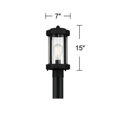 John Timberland Modern Outdoor Post Light Fixture Textured Black Metal 15" Clear Glass for Exterior House Porch Patio Outside Deck 7 John Timberland Modern Outdoor Post Light Fixture Textured Black Metal 15" Clear Glass for Exterior House Porch Patio Outside Deck - Image 5