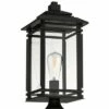 John Timberland Mission Outdoor Post Light Fixture Matte Black Metal 19 1/2" Clear Glass for Exterior House Porch Patio Deck Home