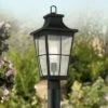 John Timberland Modern Outdoor Post Light Black 19 1/2" Clear Seeded Tapered Glass Exterior House Porch Patio Outside Deck Garage