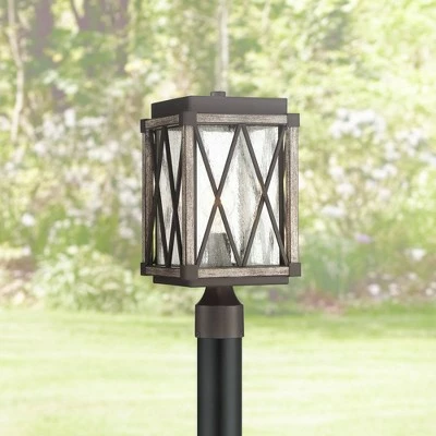 Possini Euro Design Rustic Outdoor Post Light Fixture Bronze Wood Finish 16" Clear Seedy Glass Lantern for Garden Yard Driveway Walkway 2 Possini Euro Design Rustic Outdoor Post Light Fixture Bronze Wood Finish 16" Clear Seedy Glass Lantern for Garden Yard Driveway Walkway