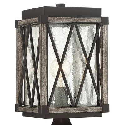 Possini Euro Design Rustic Outdoor Post Light Fixture Bronze Wood Finish 16" Clear Seedy Glass Lantern for Garden Yard Driveway Walkway 3 Possini Euro Design Rustic Outdoor Post Light Fixture Bronze Wood Finish 16" Clear Seedy Glass Lantern for Garden Yard Driveway Walkway - Image 2