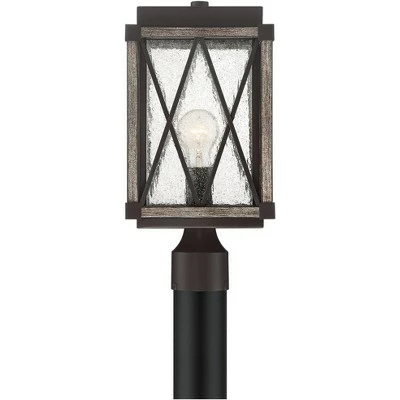 Possini Euro Design Rustic Outdoor Post Light Fixture Bronze Wood Finish 16" Clear Seedy Glass Lantern for Garden Yard Driveway Walkway 4 Possini Euro Design Rustic Outdoor Post Light Fixture Bronze Wood Finish 16" Clear Seedy Glass Lantern for Garden Yard Driveway Walkway - Image 3