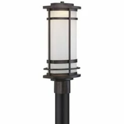 Possini Euro Design Modern Outdoor Post Light Fixture Bronze Metal 19" Etched Glass Shade for Exterior House Porch Patio Outside -Outdoor Lighting Sales Shop unnamed file 2598