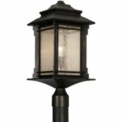 Franklin Iron Works Mission Outdoor Post Light Fixture LED Walnut Bronze 37 1/2" Frosted Cream Glass Exterior Garden Yard Driveway -Outdoor Lighting Sales Shop unnamed file 2620