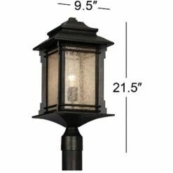 Franklin Iron Works Mission Outdoor Post Light Fixture LED Walnut Bronze 37 1/2" Frosted Cream Glass Exterior Garden Yard Driveway -Outdoor Lighting Sales Shop unnamed file 2622