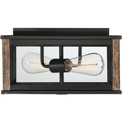 John Timberland Modern Western Flushmount Outdoor Ceiling Light Fixture Bronze Wood Finish Grain 13" Clear Glass for Exterior House Porch 5 John Timberland Modern Western Flushmount Outdoor Ceiling Light Fixture Bronze Wood Finish Grain 13" Clear Glass for Exterior House Porch - Image 3