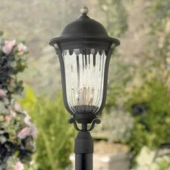 Minka Lavery Peale Street 25" High Sand Coal and Vermeil Gold Outdoor Post Light