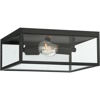 John Timberland Modern Outdoor Ceiling Light Fixture Matte Black 12" Clear Glass Panels Square Exterior House Porch Patio Outside 5 John Timberland Modern Outdoor Ceiling Light Fixture Matte Black 12" Clear Glass Panels Square Exterior House Porch Patio Outside - Image 3