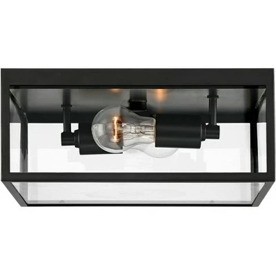 John Timberland Modern Outdoor Ceiling Light Fixture Matte Black 12" Clear Glass Panels Square Exterior House Porch Patio Outside 6 John Timberland Modern Outdoor Ceiling Light Fixture Matte Black 12" Clear Glass Panels Square Exterior House Porch Patio Outside - Image 4