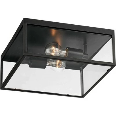 John Timberland Modern Outdoor Ceiling Light Fixture Matte Black 12" Clear Glass Panels Square Exterior House Porch Patio Outside 7 John Timberland Modern Outdoor Ceiling Light Fixture Matte Black 12" Clear Glass Panels Square Exterior House Porch Patio Outside - Image 5