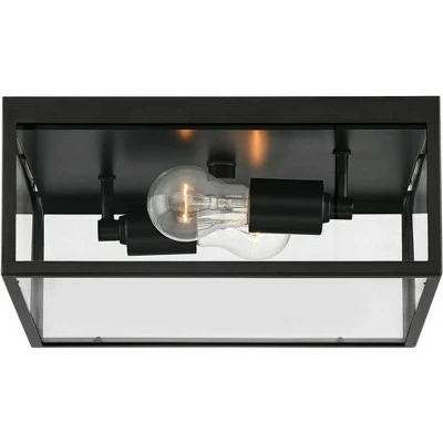 John Timberland Modern Outdoor Ceiling Light Fixture Matte Black 12" Clear Glass Panels Square Exterior House Porch Patio Outside 8 John Timberland Modern Outdoor Ceiling Light Fixture Matte Black 12" Clear Glass Panels Square Exterior House Porch Patio Outside - Image 6